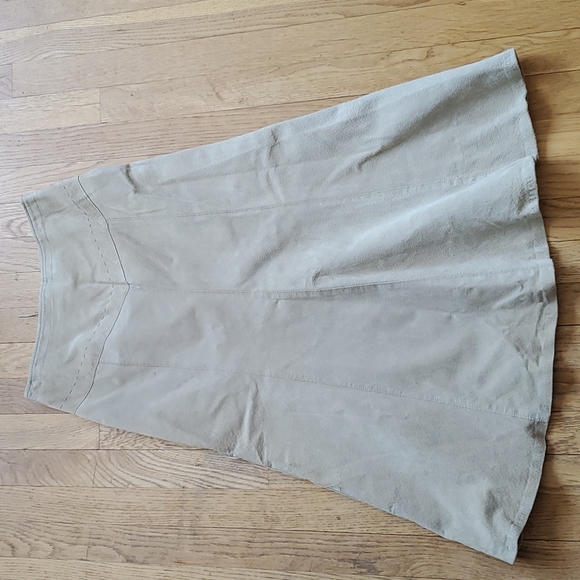 Chico's tan leather suede a-line skirt S - Picture 1 of 9